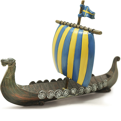 Vikingaskepp,blå/gul,poly